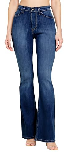 Fengbay Flared Jeans for Women, Ladies High Waisted Stretch Bell Bottom Trendy Bootcut Jeans Legging UK Dark Blue