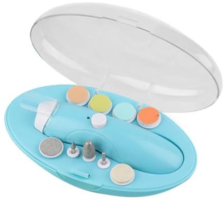 SMASOLO 1 Ensemble Set de Polisseuse à Ongles Électrique Multi avec Têtes Kit Portable pour Soins des Ongles Garçon Fille Adulte et Animal Bleu
