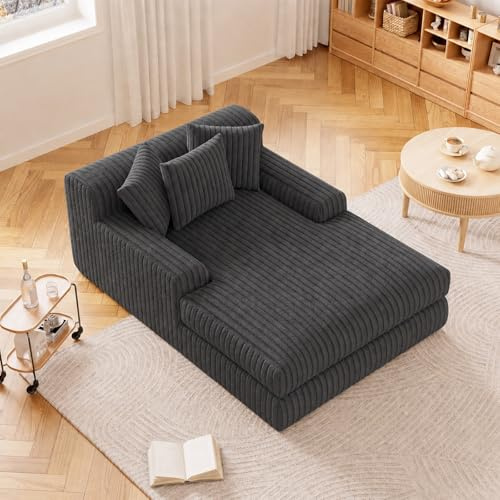 TWSOUL Rep, golvsoffa, molnsoffa med 3 kuddar, XXL loungefåtölj, enkelsits, 160 cm, djup sits med skumfyllning, bekväm bäddsoffa utan montering för vardagsrum, lägenhet och kontor (grå)