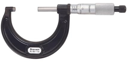 Starrett Outside Micrometer with One-Piece Spindle, Satin Chrome Finish and Advanced Sleeve Design - Quick and Easy Adjustment, 1-2 Range, .001 Graduation - 436.1XRL-2