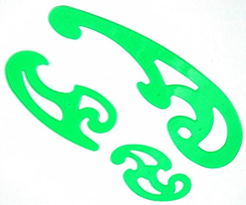 Règle courbe française pour le dessin, la couture, le dessin technique et les courbes, règle incurvée, modèles de dessin ellipse, modèle de dessin en plastique robuste (ensemble de 3 pièces)