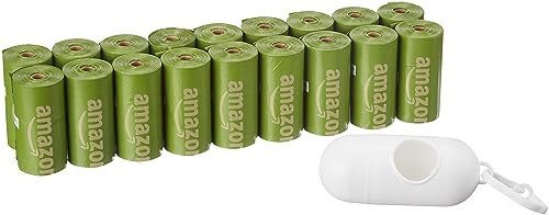 Amazon Basics Premium Leak Proof Dog Poop Bags with Dispenser and Leash Clip, Brazilian Mango Scented, 13 x 9, 270 Count (18 Rolls of 15), Easy-Tear