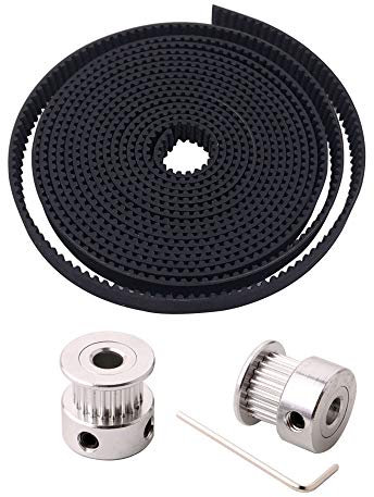 QitinDasen 2m GT2 Zahnriemen, 2mm Pitch 6mm Breite GT2 Riemen, mit 2Pcs 20 Zähne Aluminium Zahnriemenscheibe und 2mm Allen Wrench, für 3D-Drucker