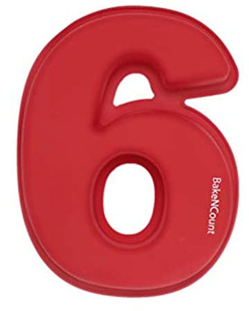 BakeNCount Silikon Zahlen Backform Zahl 6 – Große Kuchenform 26×18×6,1 cm – Motivbackform für Geburtstag & Jubiläum – BPA-frei, backofenfest, spülmaschinenfest – Number Cake