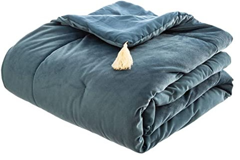 Atmosphera - Edredón 'Sonia' de Terciopelo - Azul 80 x 180 cm