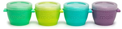 melii Snap & Go - Recipientes de almacenamiento de alimentos para bebés con tapas, recipientes para aperitivos, aptos para congelador, 4 onzas, paquete de 4, original