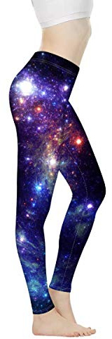 Xhuibop Yoga Leggings Tummy Control for Women Custom Workout Pants Haigh Waist, Galaxy, Medium
