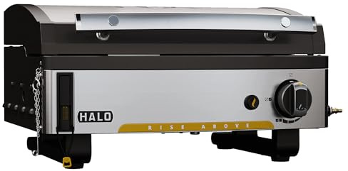 HALO Elite1B Outdoor Griddle | 2 Cooking Zones | 284sq. In. (21″ x 13.53″) Wind-Proof Cooking Surface | Portable Flat Top for Camping, Tailgates, and Patios | Propane Gas Grill | HZ-1007-ANA