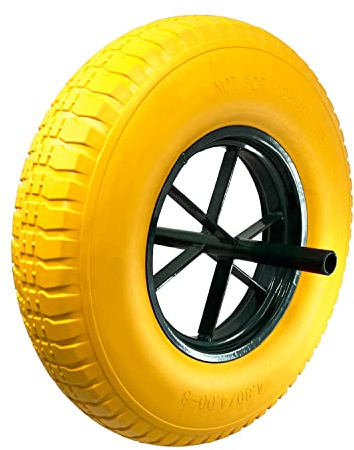 KELI - infällbart hjul, diameter 400 mm, axel 20 mm, maximal belastning. 250 kg (550 lbs), ultrastarkt, perfekt för skottkärra (gul)