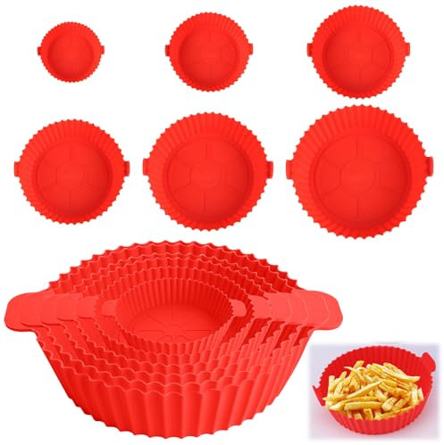 Set di 6 Teglie in Silicone per Friggitrice ad Aria, Accessori Versatili e Riutilizzabili, Compatibili con Diverse Friggitrici, Ideali per Cucinare Piatti Sani, Contenitori e Stampi Inclusi