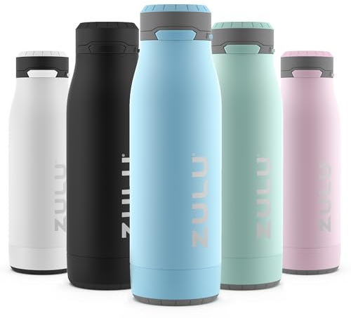 Zulu Ace 18oz Vacuum Insulated Stainless Steel Water Bottle with Chug Spout, Leak-Proof Locking Lid and Removable Base for School, Backpack, Sports, Gym, Travel, Ice Blue