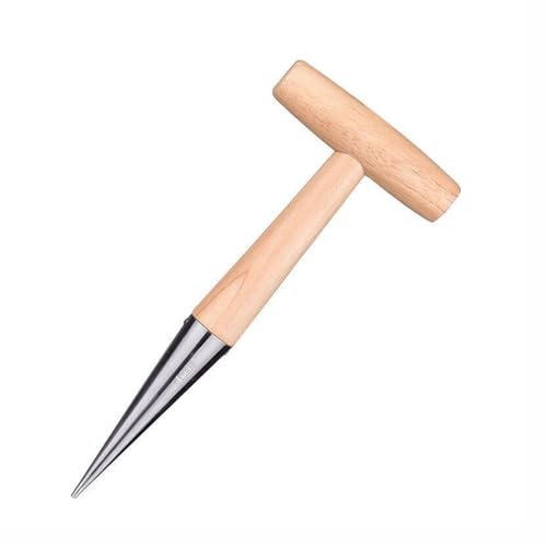 LSRVNM Plantadora de Bulbos y Plántulas, Herramienta de Trasplante con Mango de Madera Maciza y Punta de Acero Inoxidable, La Herramienta de Jardinería Ideal Para Cultivar Flores, Cebollas