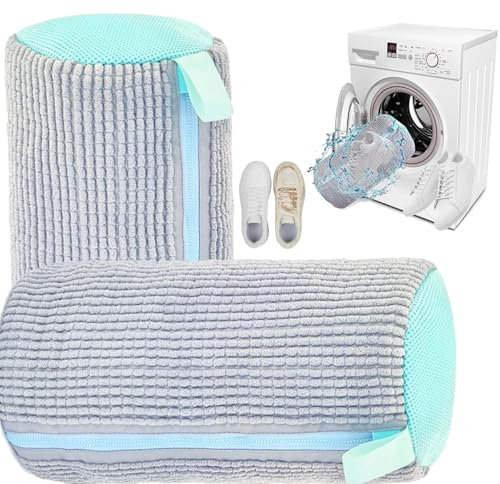 Schuhwaschbeutel Waschmaschine, Waschmaschine Wäschenetz Schuhe, 2 Stück Schuhbeutel Waschmaschine, Schuhe Waschbeutel mit- Wäschesack Erhöhte Reibung im Inneren (Gray)