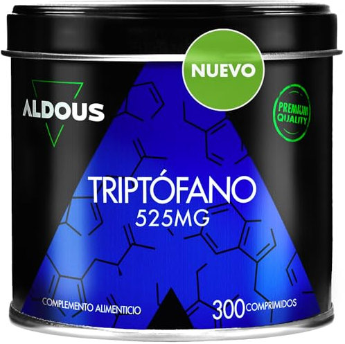L-Triptófano Puro 525mg - Triptofano para Dormir Bien - 300 comprimidos para 10 meses - Máxima Dosis para Descansar - Promueve un Sueño Profundo y Mejora el Estado de Ánimo - Sin excipientes - ALDOUS