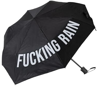 FISURA - Original gestreifter Regenschirm für Damen, klein, automatisch, Reisegröße, winddicht, 96 cm Durchmesser, offen. (Schwarz)