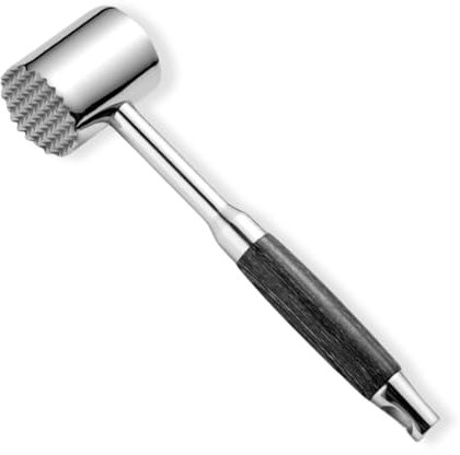 Marteau à Viande en Acier Inoxydable 304 avec Manche en Bois - Attendrisseur à Viande Double Face pour Cuisine Domestique
