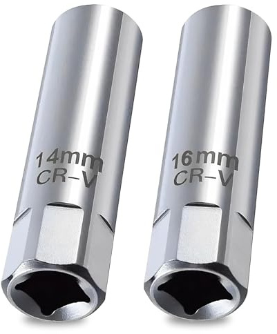 2 Stück Magnetring Zündkerzenschlüssel 14mm und Zündkerzenschlüssel 16mm, Robust Gefertigt Zündkerzenschlüssel Satz Zündkerzen Nuss für Autos BMW PKW LKW Motorräder, 2 Größen