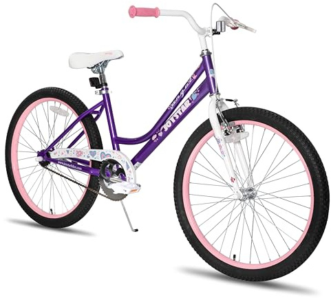 JOYSTAR 24 Inch Girls Bike Ages 8-12 Years Old 24 Inch Bike for Kids Single-Speed Children Bicycle with Handbrake in Purple