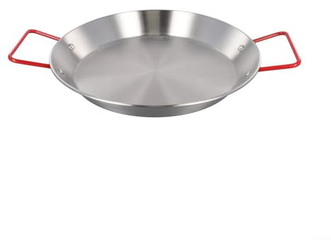 Padella per paella in acciaio inox con manici rossi, vassoio wok per snack, padella da 20 cm (10 pezzi)