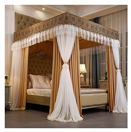 XRPOUXMTE Dosel para Cama, mosquitera para Dormitorio, para Todas Las Estaciones, Cortina con Soporte de 4 Postes, fácil de Instalar (Estilo 10, 1,8 x 2 x 2 m)