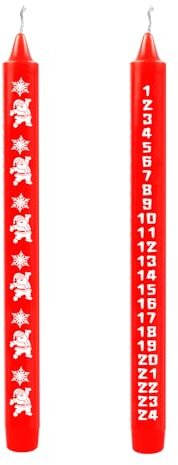 2PCS Weihnachtskerzen, Adventskalenderkerze in Rot, Kalenderkerze Weihnachten, Adventskalenderkerze in Rot, Weihnachten als Geschenk für Freunde und Familie, Schneeflockenmuster