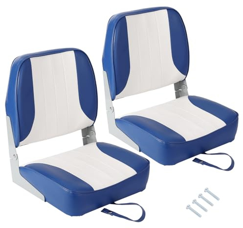 RBFGYIOP Set di 2 sedili pieghevoli per barca – Schienale basso – Imbottitura spessa impermeabile – Facile da installare – Ideale per pesca, crociere, motoscafi – Con viti in acciaio inox – Bianco e