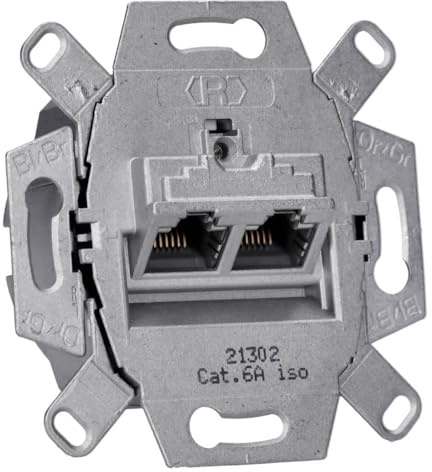 Rutenbeck UAE - Cat. 6A iso Universal-Anschlussdose/Datendose LAN 136104070, 2-Fach RJ45, 10 Gbit/s, Unterputz, geschirmt