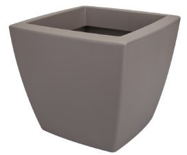 Elho Quadratischer Blumentopf Pure Soft, mit Rollen, Taupe