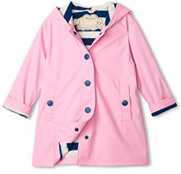 Hatley Girls Splash Rain Jacket, Pink (Classic Pink/Navy), 7 Years