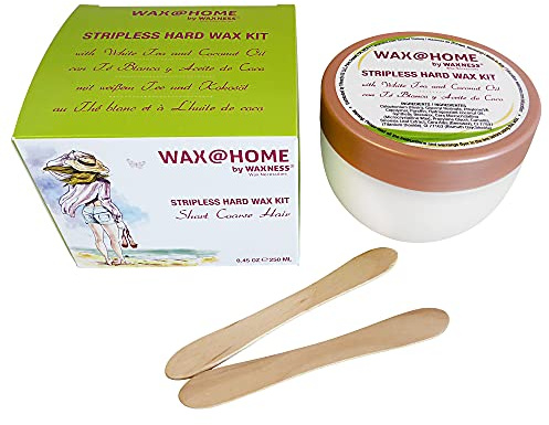 Waxness Microwave Stripless Hard Wax Kit 8.45 oz (250 ml) – White Tea Cream Wax with Coconut Oil, No Strips Needed, Easy At-Home Hair Removal – Made in Italy