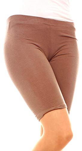 Easy Young Fashion – dam korta basleggings – elastiska viskoscykelbyxor – korta bomullsshorts 1008 – en storlek (XS-M), Ljusbrun, 34-38