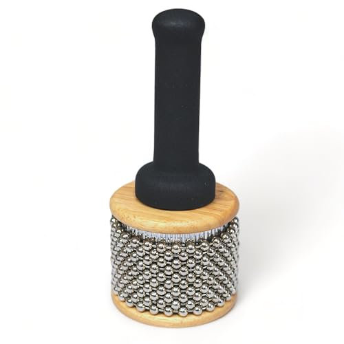 GMP Cabasa – mittel oder groß | authentisches Holz, weicher Griff und Metallperlenketten-Shaker – für Studenten, Klassenzimmer und Aufführungen (klein)