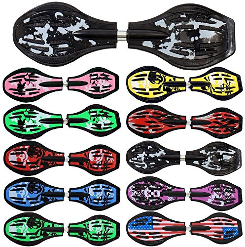 Waveboard Original Funtomia mit ABEC9 Kugellager inkl. Tasche (Verschiedene Farbdesigns) (Schwarz/Weiß Flecken)