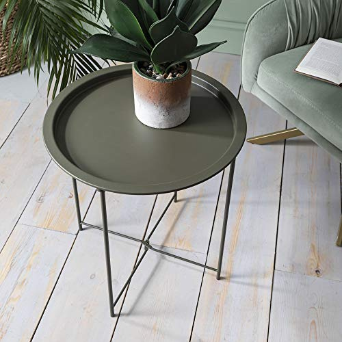Noa and Nani Metal Side Table In Olive Green