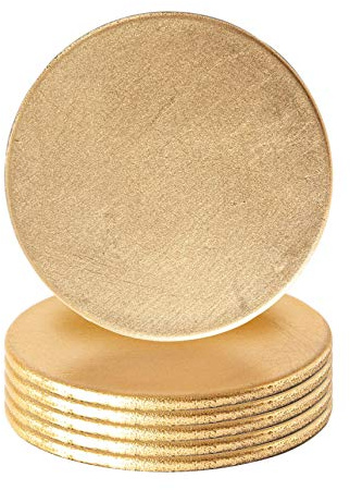 Argon Tableware Metallic Coasters - Gold - 10cm - Pack of 6 - Metallic Finish Reusable Dining Table Setting Round Drink Coaster Placemats for Christmas, Party Celebrations, Restaurant Cup Mats