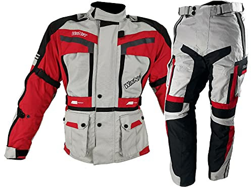 WinNet Tuta Completo da Moto in Cordura Giacca e Pantalone Anti Acqua e Pioggia