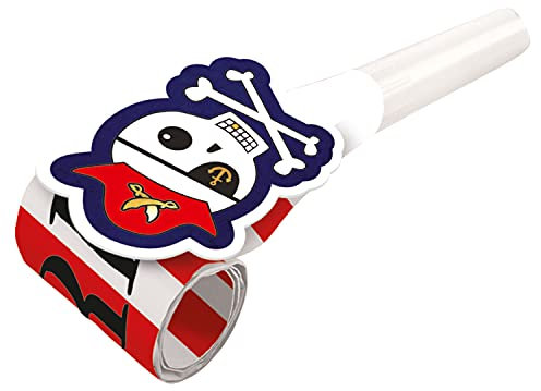 Amscan 9909921 - Luftrüssel-Set Pirat, 8 Stück, Plastik / Papier, circa 30 cm, Krachmacher, Tröte, Give-Away, Kinder-Geburtstag, Motto-Party, Karneval