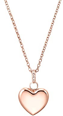 s.Oliver Kette mit Anhänger 925 Sterling Silber Damen Halsschmuck, mit Zirkonia synth., 42+3 cm, Roséfarben, Herz, Kommt in Schmuck Geschenk Box, 2032598