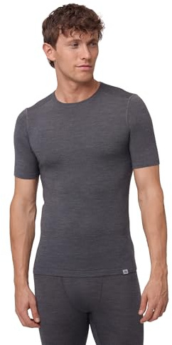 DANISH ENDURANCE Camiseta Termica Hombre Manga Corta en Lana Merino, Gris Oscuro, M
