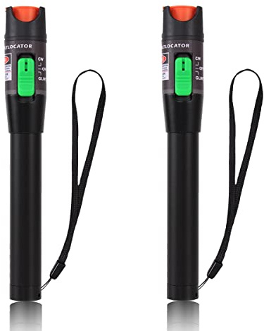 2 Pack Visual Fault Locator 30km Fibre Optic Cable Tester with Red Light Pen VFL with 2.5mm Universal Connector for FC/SC/ST Adapter for CATV Telecommunications Engineering Maintenance