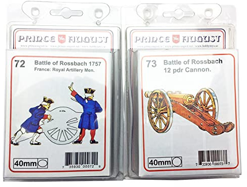 Príncipe August Hobby Fundición de moldes de goma - Batalla de Roßbach - Equipo de artillería prusiana prusiana y cañón - 40 mm de escala. PA72 y PA73.