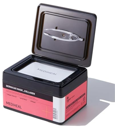 Mediheal Derma 365 Collagen Mask (30 Masks) - Daily Skin Care Mask for Firm Moisturizing to Lift Skin with Collagen Active 3X