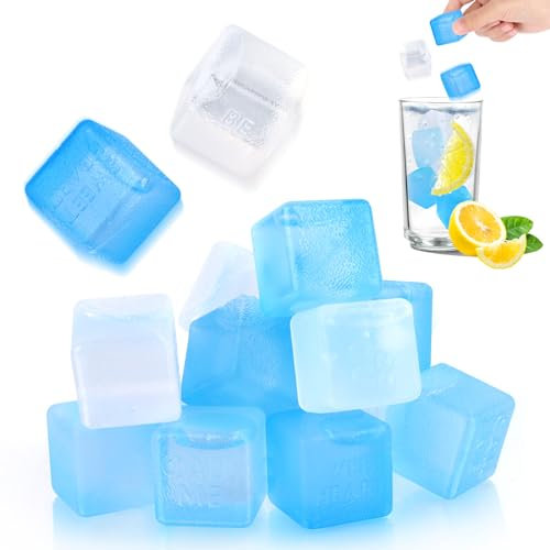 12 Pezzi Cubetti di Ghiaccio Riutilizzabili,cubetti di Ghiaccio,Sostituto del Cubetti di Ghiaccio,Pietre Raffreddanti,Ghiacciolini Colorati per Cocktail,per Bevande Rinfrescanti,Amanti,Vino,Limonata
