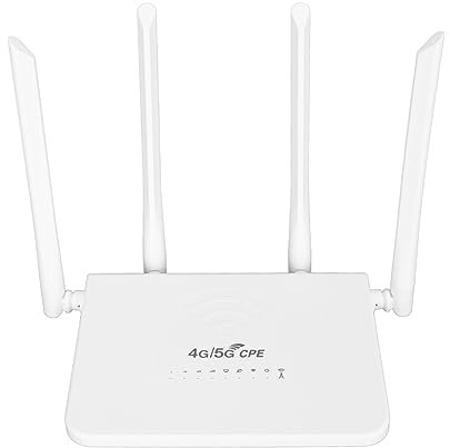 Wireless Router, 4G LTE CPE R103 5M 300Mbps 100‑240V Unlock Mobile WiFi Hotspot Internet Router, with SIM Card Slot 4 5dBi Antennas, for Asia (UK Plug)