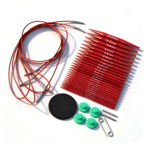 Rundstickor, Stickor Set Avtagbara Runda Utbytbara Stickor Kit Aluminium Rundstickning