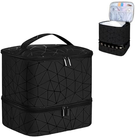 Double Layer Travel Nail Organiser, Makeup Bag Vanity Carrying Case for 30 Bottles