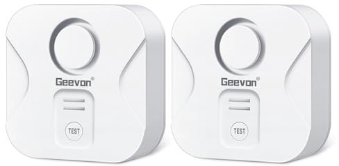 Geevon Lot de 2 détecteurs d'eau, 100 DB, à Piles, pour Cave, Salle de Bain, buanderie, Cuisine