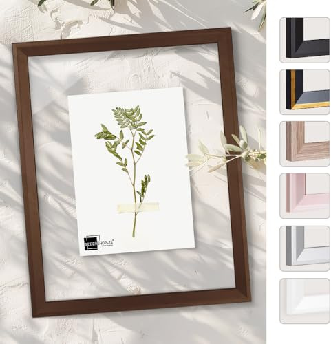 Vetro doppio - Doppia vetratura Cornice Cornice a doppio vetro Cornice per quadri con vetro acrilico senza parete posteriore sottile e moderna in 20x40cm Marrone (opaco)