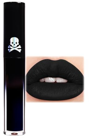 Svart matt flytande läppstift, halloween svart läppglans, vattentät och långvarig läppglans för maskerad och cosplay, fuktgivande och glänsande flytande läppstift med 3D-effekt för kvinnor