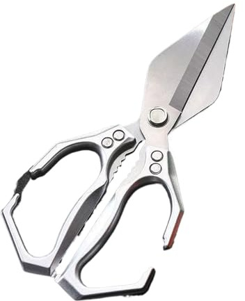 RCGOFOLLOW Acciaio per impieghi gravosi, forbici per pollame affilate, qualità per frutti di mare, taglio con impegno, argento